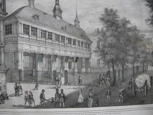Hamburg Alte Börse vor dem Brand von 1842 Orig. Lithografie um 1850