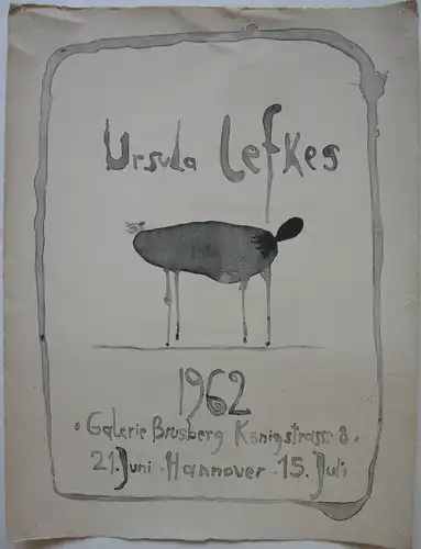 Ursula Lefkes (1935-1996) Plakat Ausstellung Galerie Brusberg Lithografie 1962