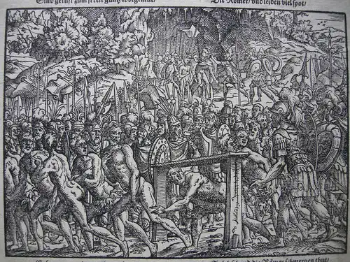 Jost Amman (1539-1593) Römer werden geschlagen Holzschnitt Boxberger Bibel 1564