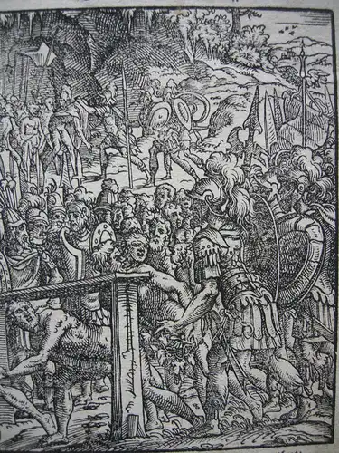 Jost Amman (1539-1593) Römer werden geschlagen Holzschnitt Boxberger Bibel 1564