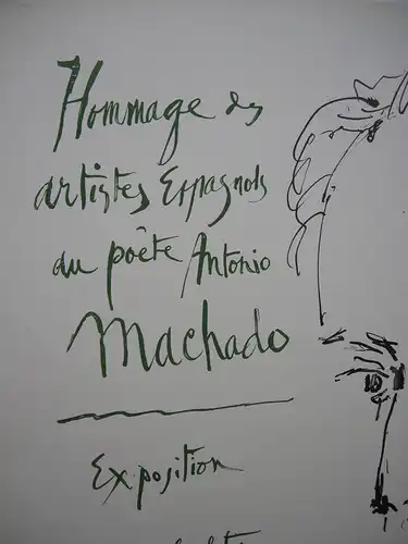 Plakat Picasso Hommage spanischer Künstler an Antonio Machado Offset 1955 sign