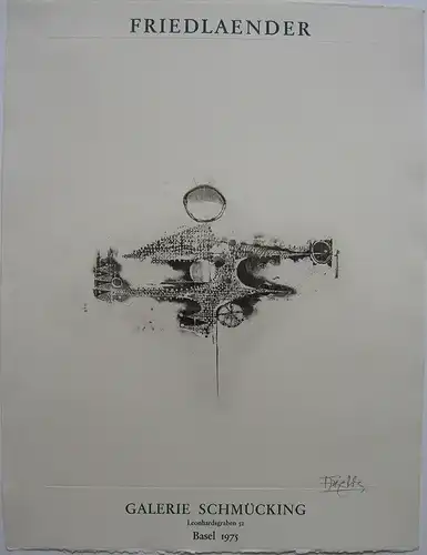 Plakat Johnny Friedlaender Galerie Schmücking Basel Lithografie 1975 signiert