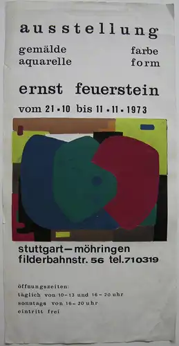 Ernst Feuerstein (1899-1988) Ausst Plakat Stuttgart Orig Serigraphie 1973
