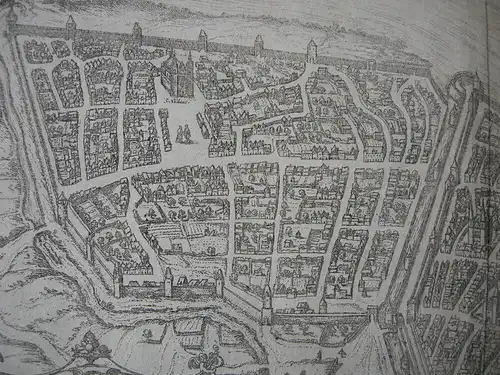 Magdeburg Sachsen-Anhalt Vogelschau -Ansicht Kupferstich Braun Hogenberg 1572