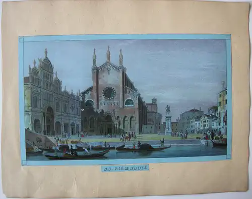 Venedig Venezia SS. Giovanni e Paolo Farblithographie blaues Papier 1835 Italia