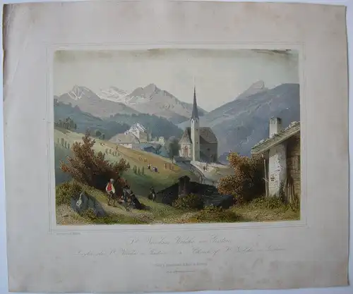 Gastein Nicolaus Kirche altkolorierter Stahlstich Würthle 1850  Salzburg