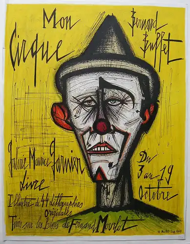 Plakat Bernard Buffet Mon Cirque clown Orig. Lithografie Mourlot 1968 Garnier