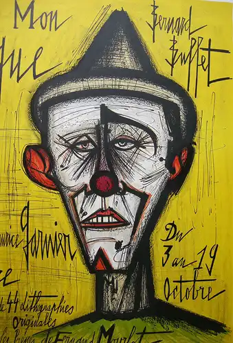 Plakat Bernard Buffet Mon Cirque clown Orig. Lithografie Mourlot 1968 Garnier