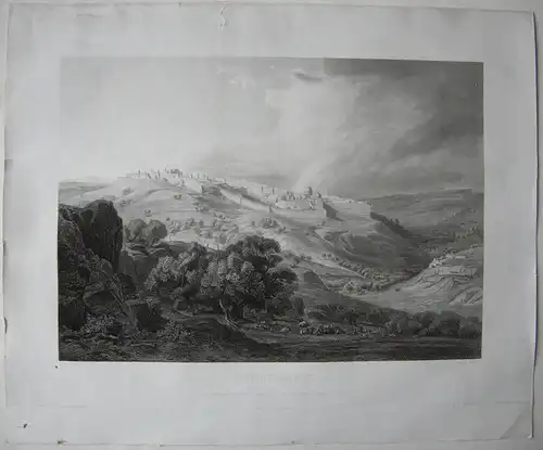 Jerusalem Gesamtansicht Orig Kupferstich Löffler 1850 Israel Heiliges Land