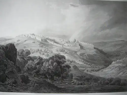 Jerusalem Gesamtansicht Orig Kupferstich Löffler 1850 Israel Heiliges Land