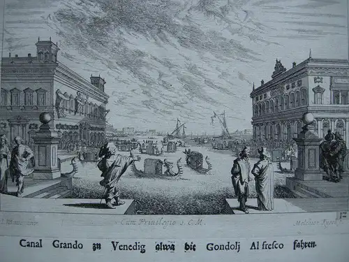 Melchior Küsel (1626-1683) Venedig Canale Grande Gondoliere Radierung 1671
