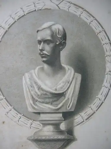 Franz Joseph I. Kaiser von Österreich Portrait Büste Orig. Radierung um 1870