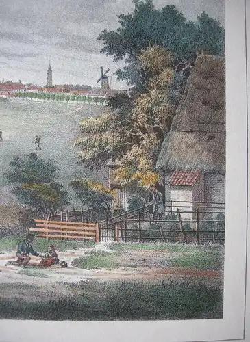 Glückstadt Schleswig Holstein Gesamtansicht Lithografie um 1860 R. Bürger