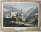 Viege Visp Wallis Schweiz Monte Rosa Lithografie um 1850