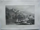 Johann J. Tanner (1807-1862) Schloss Heidelberg Orig. Aquatinta-Radierung 1850