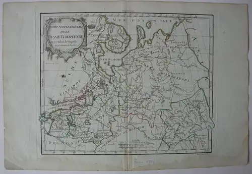 Europäisches Russland Nördlicher Teil kolor Orig Kupferstich Vaugondy 1784