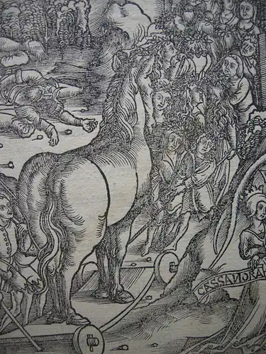 Sebastian Brant (1527/28-1521) Trojanisches Pferd Orig. Holzschnitt 1502 Vergil