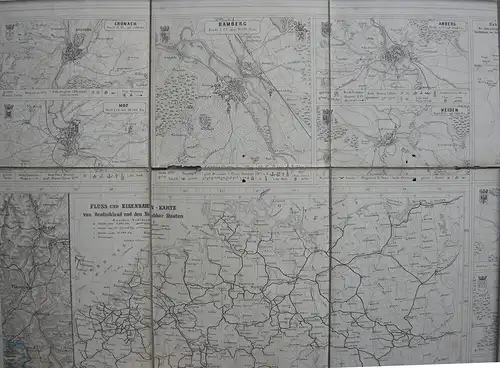 Fluss- und Eisenbahnkarte Deutschland Städte Oberpfalz Stahlstichkarte 1862