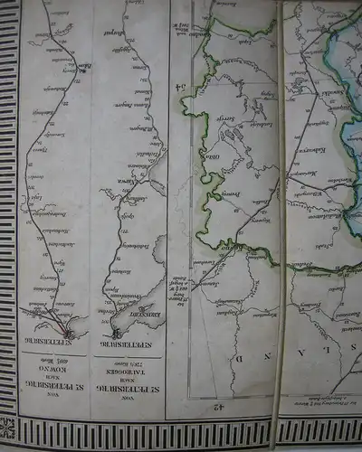 Post- Eisenbahn- und Reise-Karte Mitteleuropa grenzkolor Stahlstich 1857 Perthes