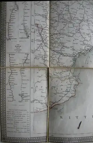 Post- Eisenbahn- und Reise-Karte Mitteleuropa grenzkolor Stahlstich 1857 Perthes