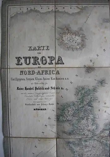 Karte von Europa Nord-Afrika grenzkolorierter Stahlstich um 1860 Syrien Kaukasus