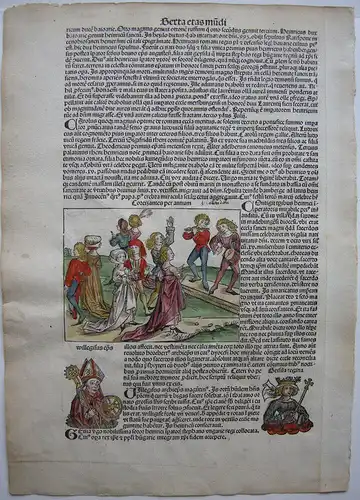Genealogie deutscher Kaiser kolor Orig Holzschnitt Schedel Weltchronik 1493