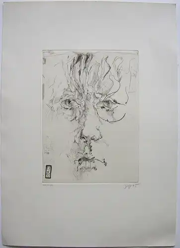 Horst Janssen (1929-1995) Selbst für C C Portrait Orig Radierung  signiert 1962