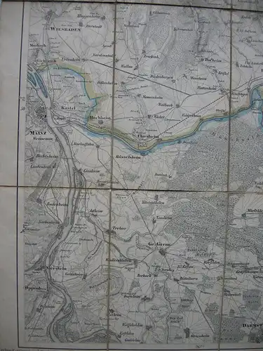 Topografische Karte Frankfurter Gebiet Mainz Kolor Stahlstich Ravenstein 1856