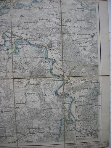 Topografische Karte Frankfurter Gebiet Mainz Kolor Stahlstich Ravenstein 1856