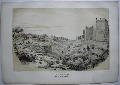 Algerien Algerie Oran Tribu Arabe sous murs  Lithografie Bayot 1840 Nord Afrika