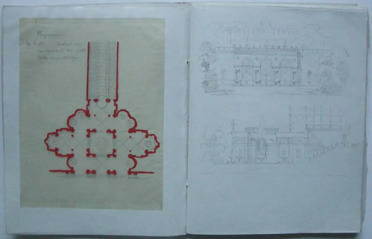 Emil von Lange (1841-1926) Skizzenbücher Architektur Bleistift Aquarell 1861 11
