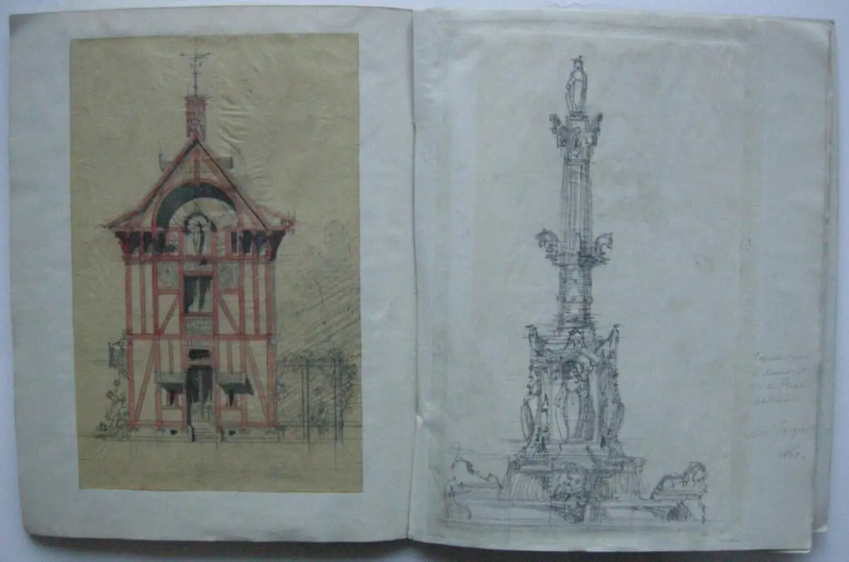 Emil von Lange (1841-1926) Skizzenbücher Architektur Bleistift Aquarell 1861 5