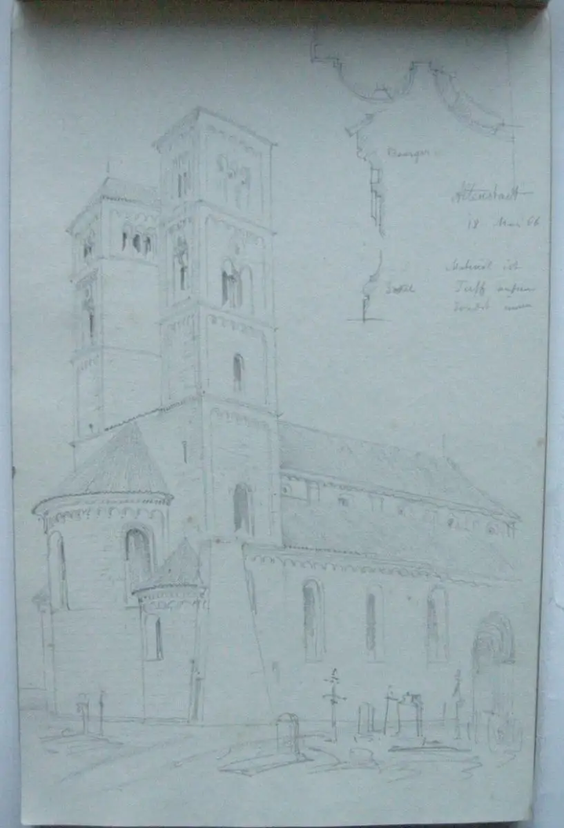 Emil von Lange (1841-1926) Skizzenbücher Architektur Bleistift Aquarell 1861 6