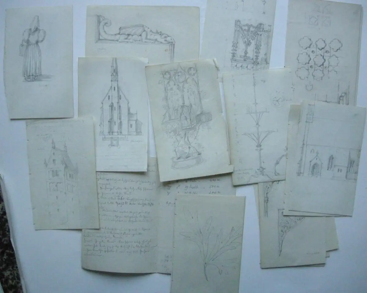Emil von Lange (1841-1926) Skizzenbücher Architektur Bleistift Aquarell 1861 8