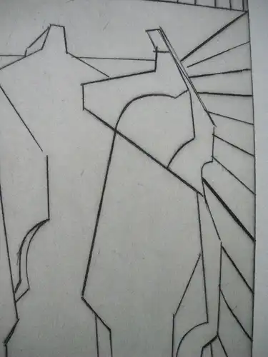 Zwei kubistische Figuren Kubismus Orig. Radierung  13/40 unleserl signiert 1971