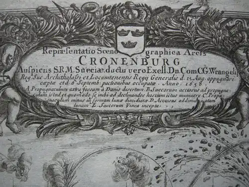 Kronborg Hamletschloss Danmark 2. Nordischer Krieg Belagerung Kupferstich 1696