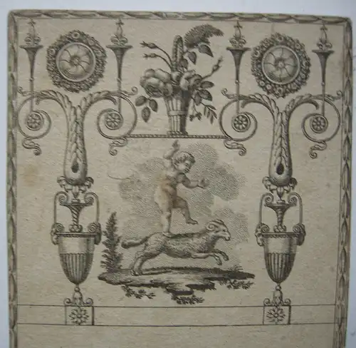 Spielkarte Sternzeichen Widder reich werden Oronamentik Kupferstich 1800
