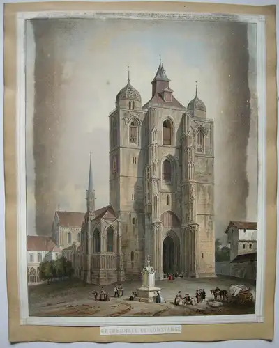 Konstanz Bodensee Kathedrale Orig Lithografie Leroy Lemercier 1840 Baden Württem