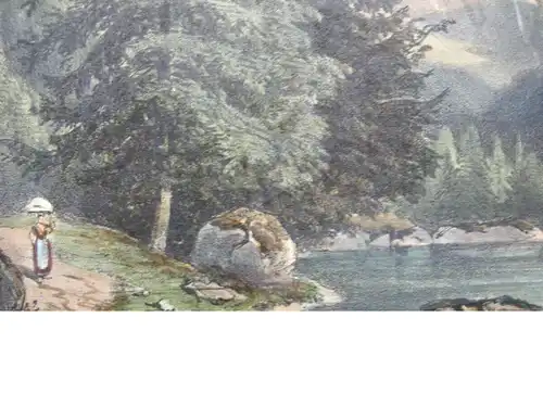 Gosau-See Dachstein Österreich Salzkammergut Lithografie Czerny 1840 Höger