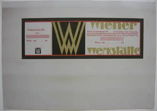 Wiener Werkstätte Gutschein für Einkauf in der WW Lithografie 1900 kärntnerstr