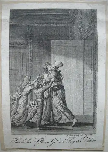 Daniel Chodowiecki (1726-1801) 4 Radierungen Die Familie Hiermer 1797 Lang's Alm