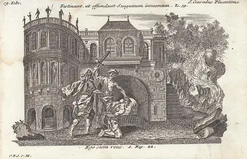 Gebrüder Klauber Heiliger Corrado da Piacenza Einsiedler Kupferstich 1750