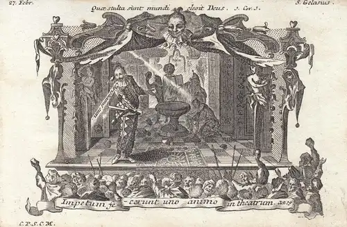 Gebrüder Klauber Heiliger Gelasius Gefährte Theodolus Märtyrer Kupferstich 1750