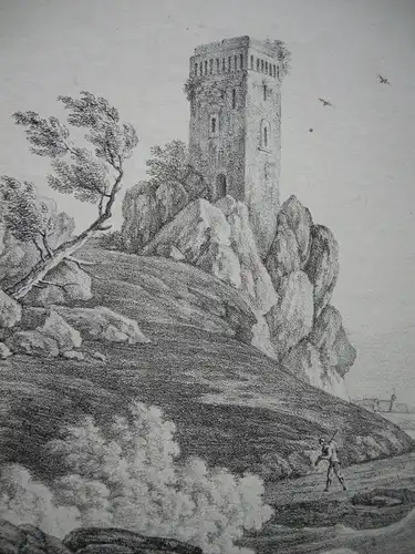 Stürmisches Meer Orig Lithografie 1830 nach Vernet Aliamet Seestück Fischer