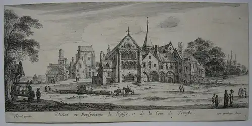 Paris Vue Perspective Eglise Cour du Temple Kupferstich Silvestre Goyrand 1650