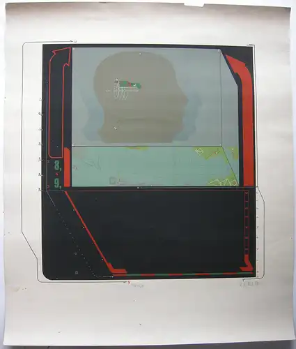 Rainer Wittenborn (1941)  Der Mensch gefangen in techn Umwelt Serigrafie 1968