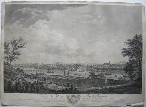 Bayonne France Frankreich Port Orig. Radierung 1764 Pyrénées-Atlantique Vernet