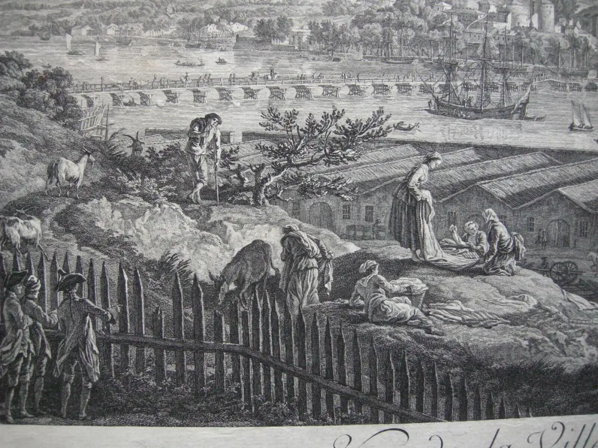 Bayonne France Frankreich Port Orig. Radierung 1764 Pyrénées-Atlantique Vernet 4