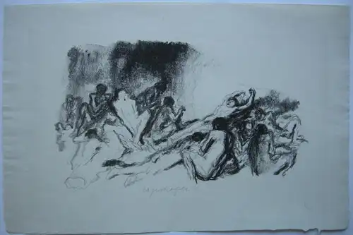 Max Mayrshofer  (1875-1950)  Inferno Orig. Lithografie um 1910 signiert