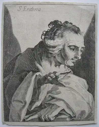 Simon Wynouts Frisius (c. 1580-1629) Erithräische Sybille  Orig Radierung 1620
